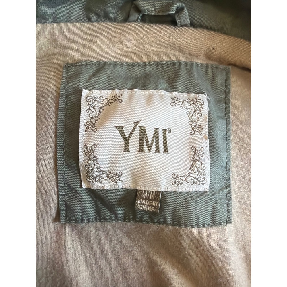YMI Vintage Utility Field Jacket Olive Green Hooded Drawstring Waist Womens M - Picture 7 of 7